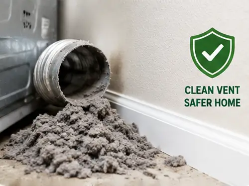 Dryer vent cleaning service removing heavy lint buildup